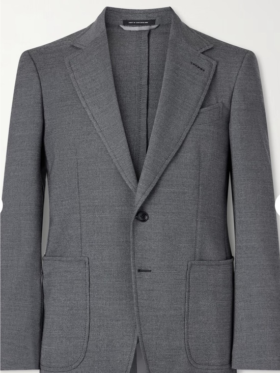 Tom Ford Gray Single-Breasted Patch-Pocket Blazer